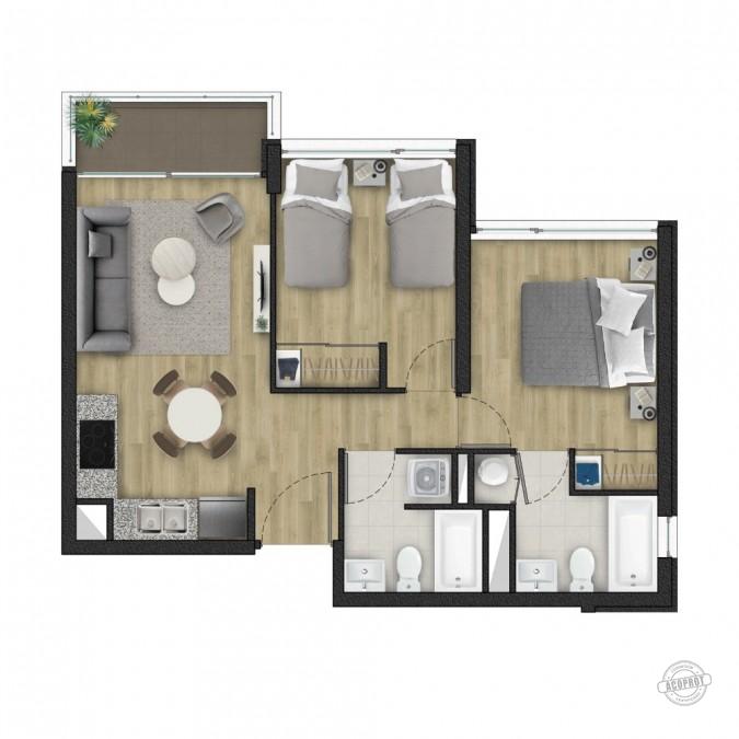 SE ARRIENDA DEPARTAMENTO 2D 2 B CON ESTACIONAMIENTO/NUEVO/COND. FERROPARQUE /TEMUCO