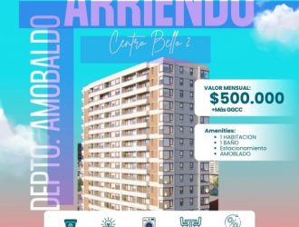 ARRENDAMOS DEPARTAMENTO AMOBLADO CON ESTACIONAMIENTO EDIFICIO CENTRO BELLO 2 TEMUCO CENTRO