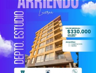 ARRENDAMOS LUMINOSO DEPARTAMENTO ESTUDIO EN LA CIUDAD DE TEMUCO A PASOS DE AVENIDA ALEMANIA EN ESPACIO LUCERNA