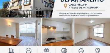 Departamento en arriendo en calle Phillippi a pasos de Av Alemania