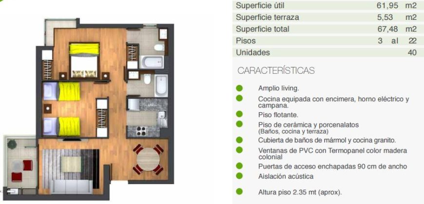 ARRIENDO DEPARTAMENTO 2D 2B – EDIFICIO DOÑA CARMEN, SECTOR AVENIDA ALEMANIA